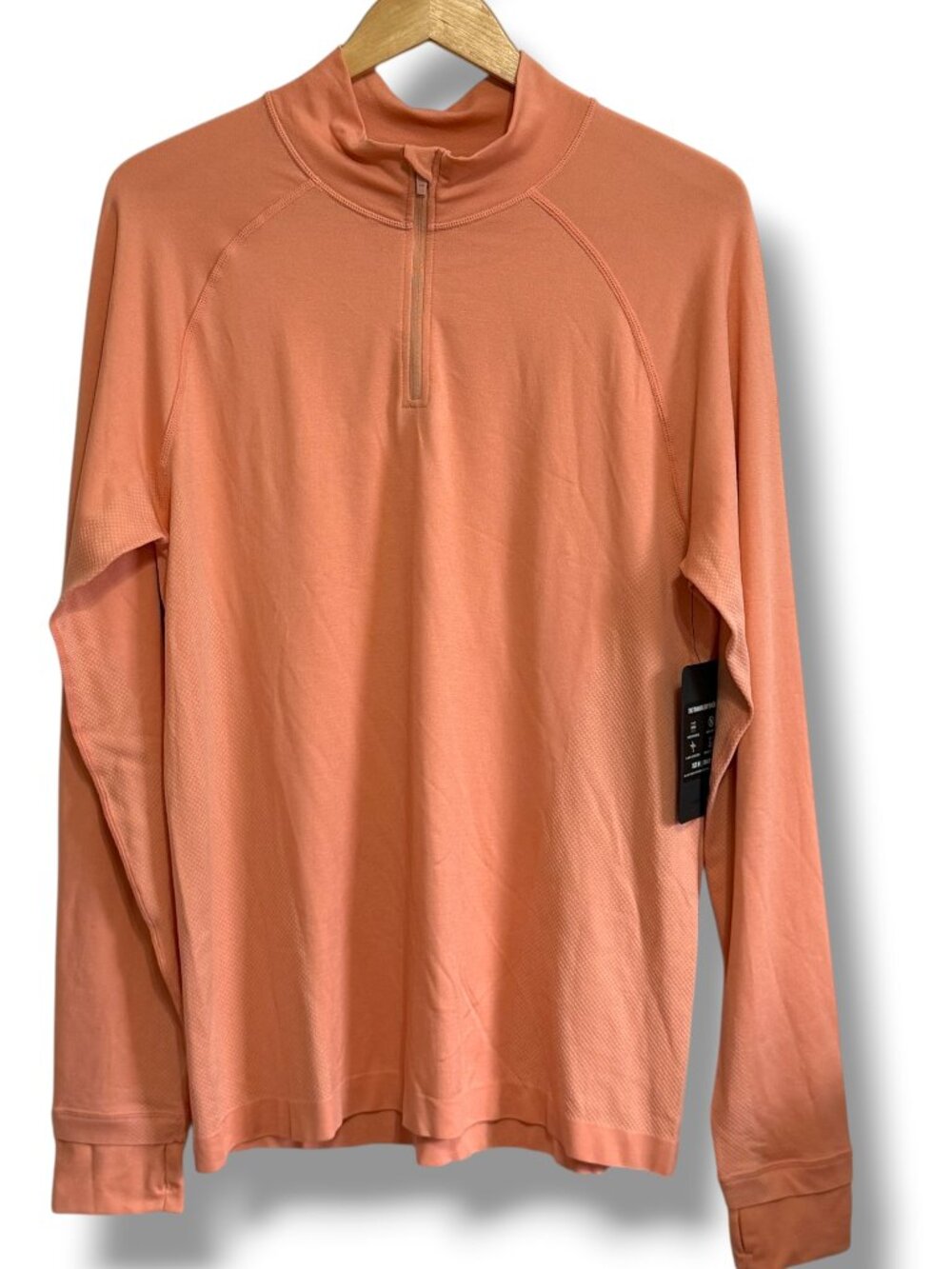 NEW Fabletics Men's The Training Day Quarter Zip Orange Sz M Workout Athleisure